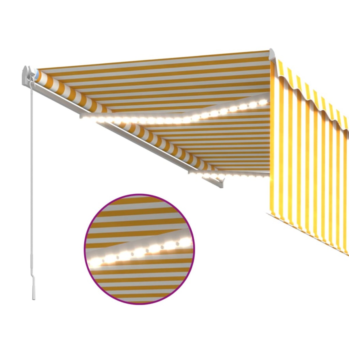 vidaXL Τέντα Συρόμενη Χειροκίνητη Σκίαστρο&LED Κίτρινο/Λευκό 3 x 2,5 μ
