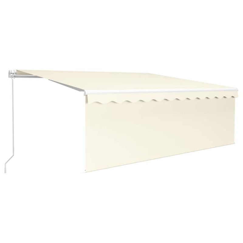 vidaXL Τέντα Συρόμενη Χειροκίνητη με Σκίαστρο & LED Κρεμ 4 x 3 μ.