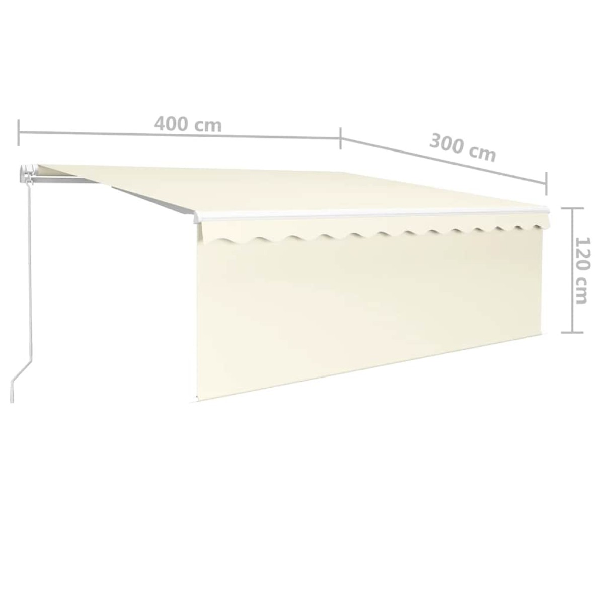 vidaXL Τέντα Συρόμενη Χειροκίνητη με Σκίαστρο & LED Κρεμ 4 x 3 μ.