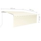 vidaXL Τέντα Συρόμενη Χειροκίνητη με Σκίαστρο & LED Κρεμ 4 x 3 μ.