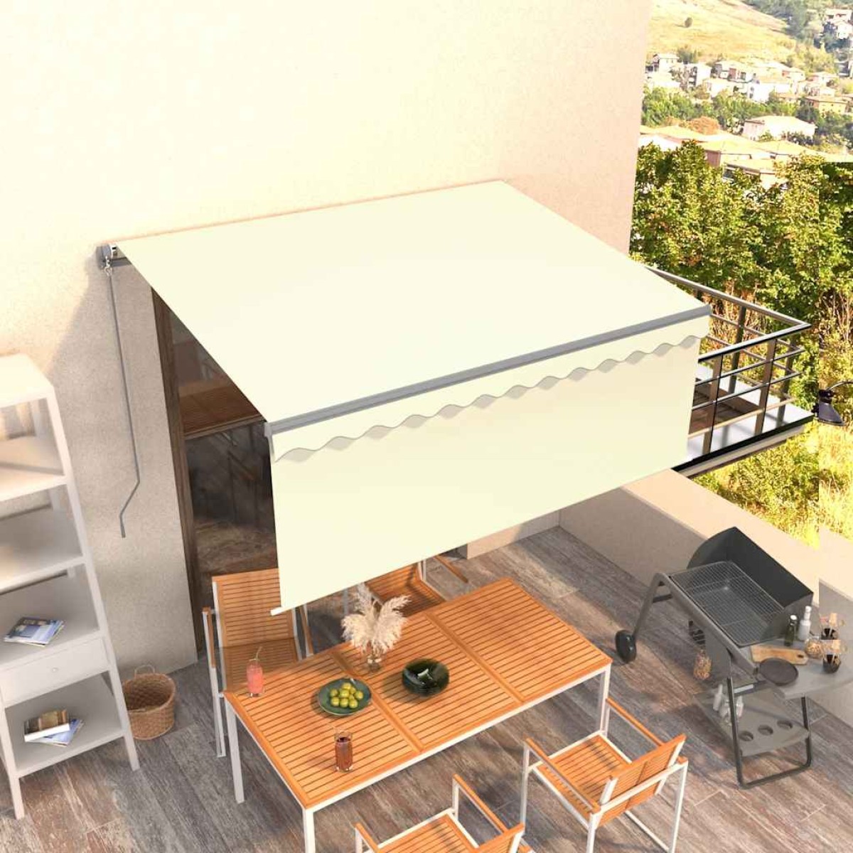vidaXL Τέντα Συρόμενη Χειροκίνητη με Σκίαστρο Κρεμ 3 x 2,5 μ.