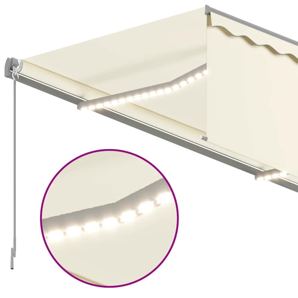 vidaXL Τέντα Συρόμενη Χειροκίνητη με Σκίαστρο & LED Κρεμ 3 x 2,5 μ.