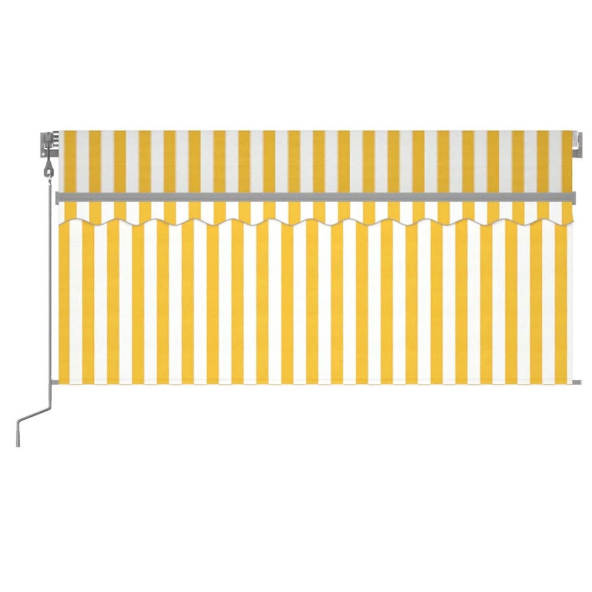 vidaXL Τέντα Αυτ. με Σκίαστρο/LED/Αισθ. Ανέμου Κίτρινο/Λευκό 3,5x2,5 μ