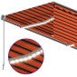 vidaXL Τέντα Συρόμενη Χειροκίνητη με Σκίαστρο&LED Πορτοκαλί/Καφέ 4x3 μ