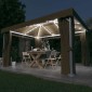vidaXL Κιόσκι με Κουρτίνα και Φωτάκια LED Taupe 4 x 3 μ.