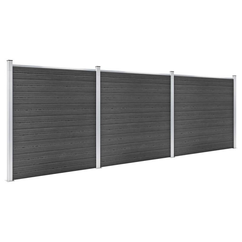 vidaXL Σετ Πάνελ Περίφραξης Μαύρο 526 x 186 εκ. από WPC