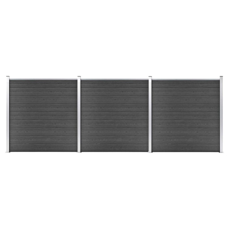 vidaXL Σετ Πάνελ Περίφραξης Μαύρο 526 x 186 εκ. από WPC