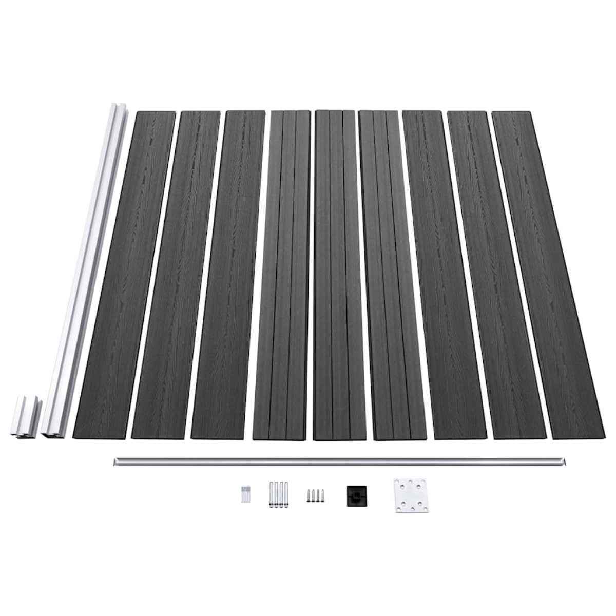 vidaXL Σετ Πάνελ Περίφραξης Μαύρο 1737 x 186 εκ. από WPC