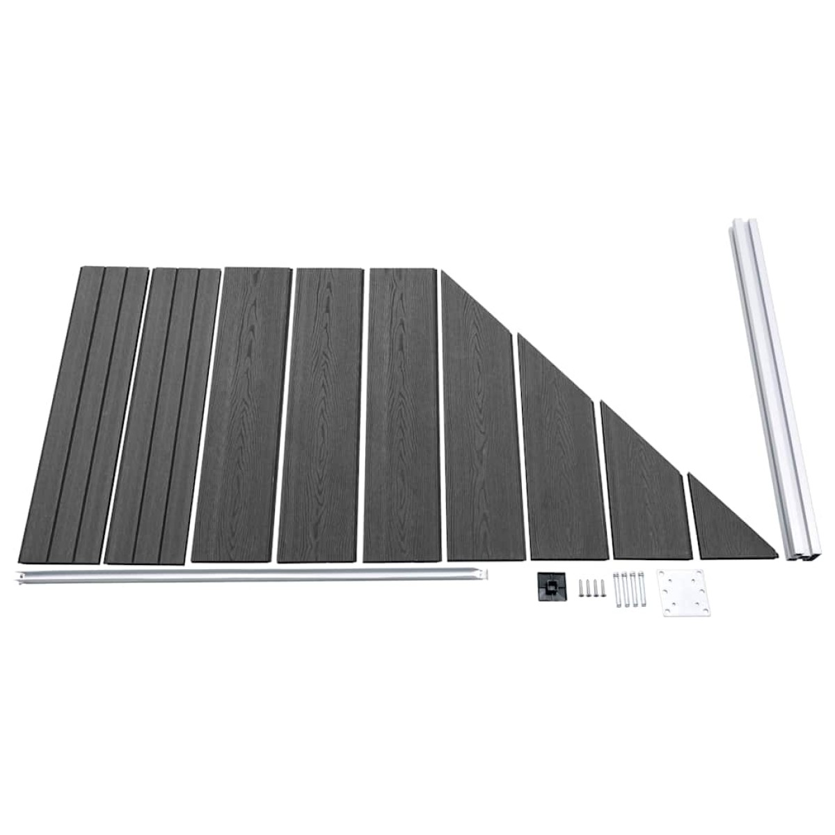 vidaXL Σετ Πάνελ Περίφραξης Μαύρο 619 x (105-186) εκ. από WPC