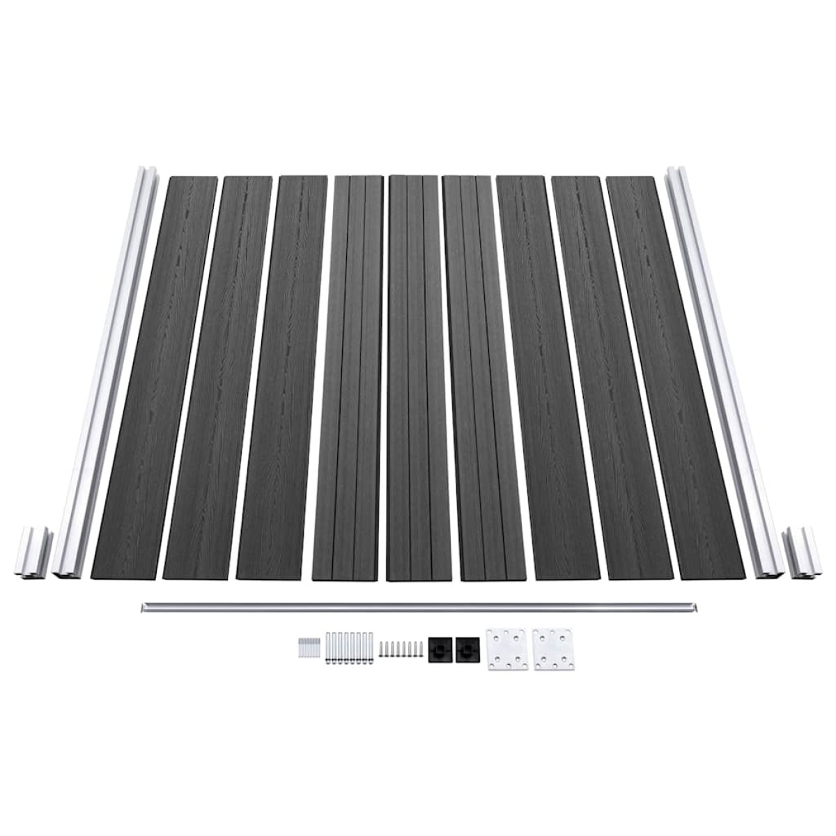 vidaXL Σετ Πάνελ Περίφραξης Μαύρο 619 x (105-186) εκ. από WPC