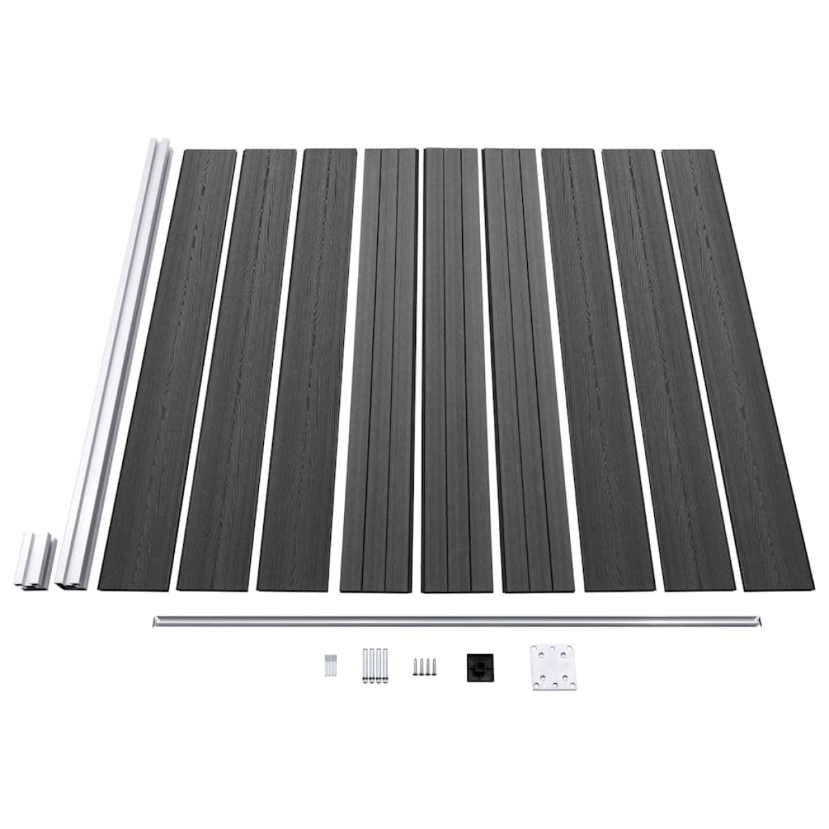 vidaXL Σετ Πάνελ Περίφραξης Μαύρο 965 x (105-186) εκ. από WPC