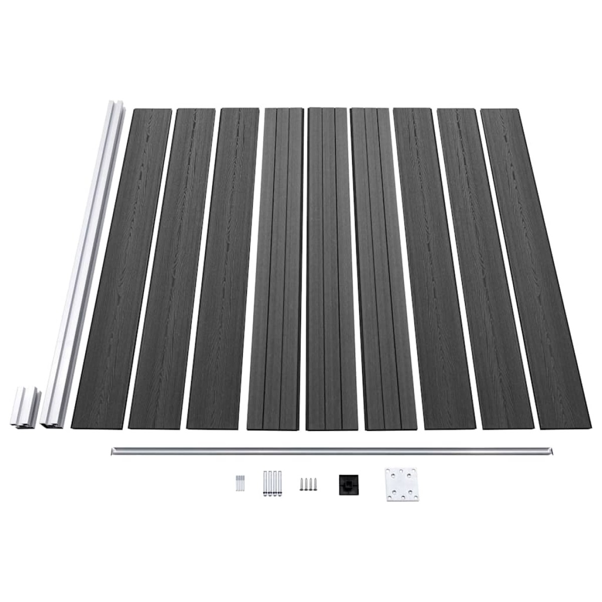 vidaXL Σετ Πάνελ Περίφραξης Μαύρο 1484 x (105-186) εκ. από WPC