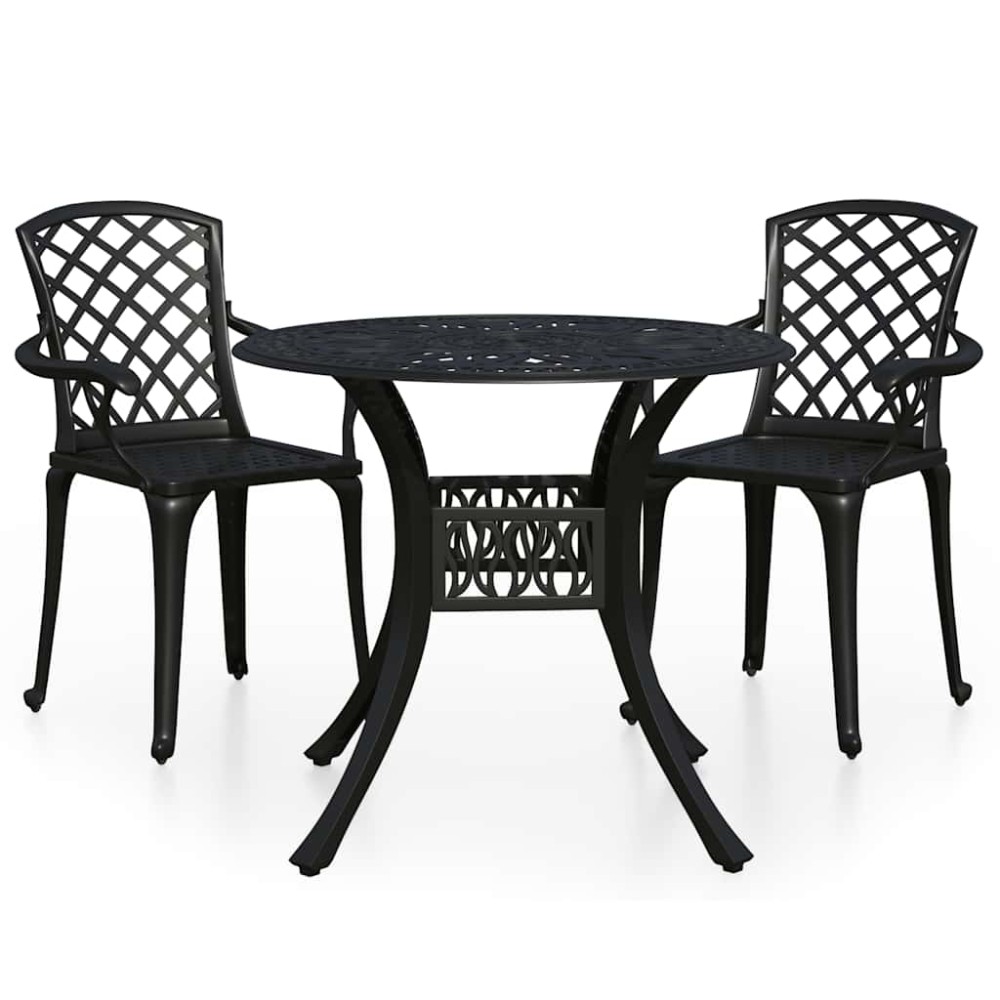 vidaXL Σετ Επίπλων Bistro 3 Τεμαχίων Μαύρο από Χυτό Αλουμίνιο