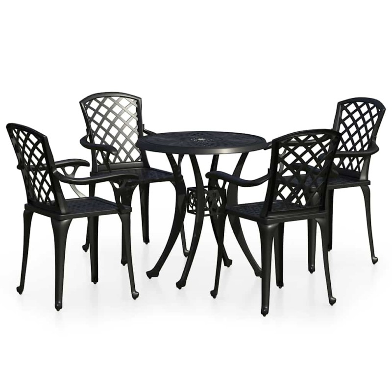 vidaXL Σετ Επίπλων Bistro 5 Τεμαχίων Μαύρο από Χυτό Αλουμίνιο