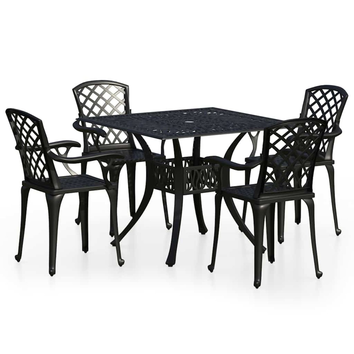 vidaXL Σετ Επίπλων Bistro 5 Τεμαχίων Μαύρο από Χυτό Αλουμίνιο