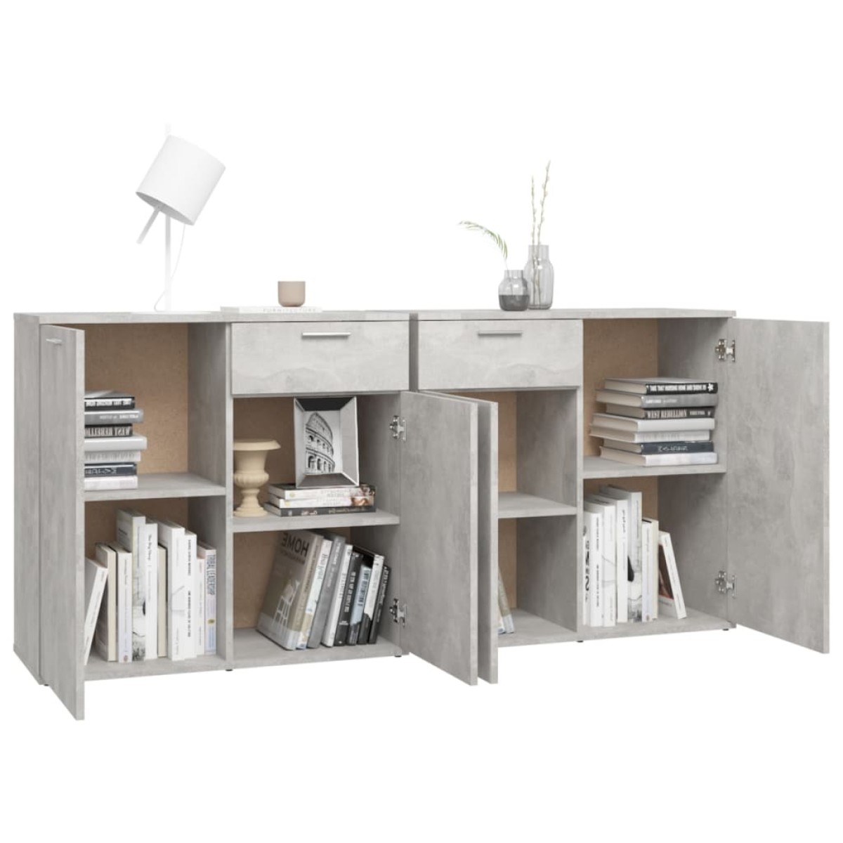 vidaXL Μπουφές Γκρι Σκυροδέματος 160 x 36 x 75 εκ. από Μοριοσανίδα