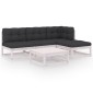vidaXL Σαλόνι Κήπου Σετ 5 Τεμαχίων από Μασίφ Ξύλο Πεύκου με Μαξιλάρια