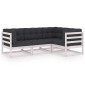 vidaXL Σαλόνι Κήπου Σετ 4 Τεμαχίων από Μασίφ Ξύλο Πεύκου με Μαξιλάρια