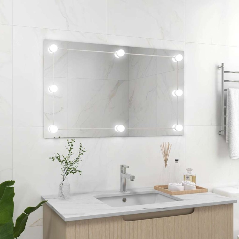 vidaXL Καθρέφτης Τοίχου Ορθογώνιος με Φωτισμό LED Γυάλ. Χωρίς Πλαίσιο