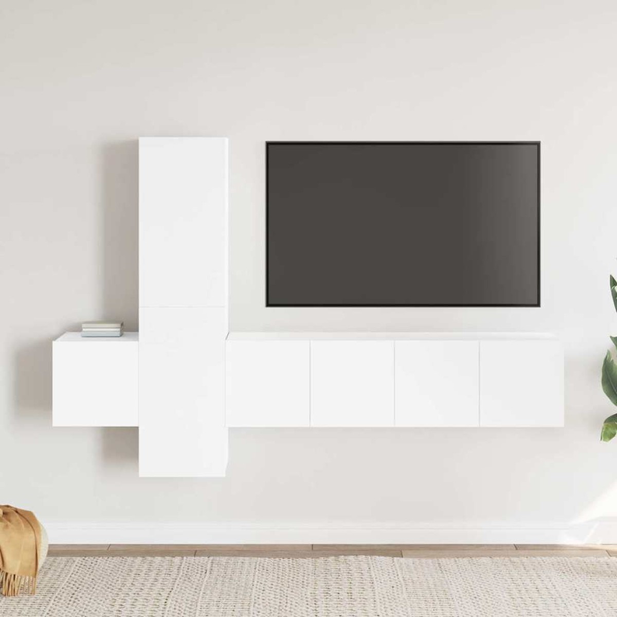 vidaXL Έπιπλα Τηλεόρασης Σετ 5 Τεμαχίων Λευκό από Μοριοσανίδα