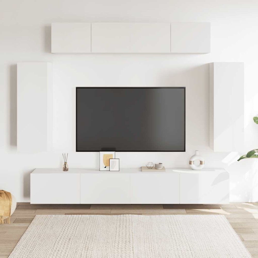 vidaXL Έπιπλα Τηλεόρασης Σετ 6 Τεμαχίων Λευκό από Επεξ. Ξύλο