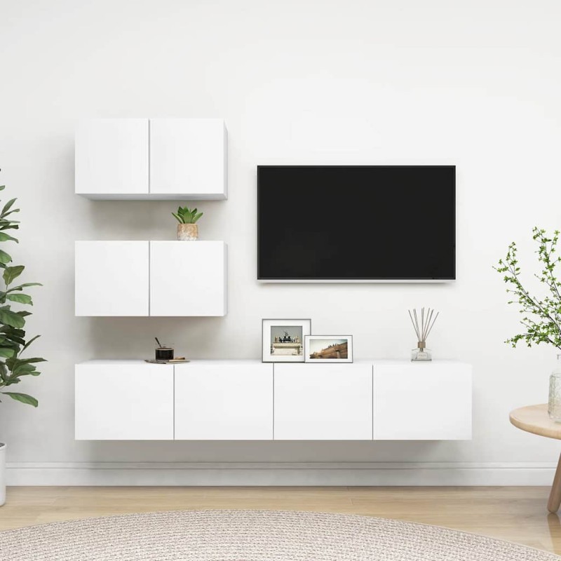 vidaXL Έπιπλα Τηλεόρασης Σετ 4 Τεμαχίων Λευκό από Επεξ. Ξύλο