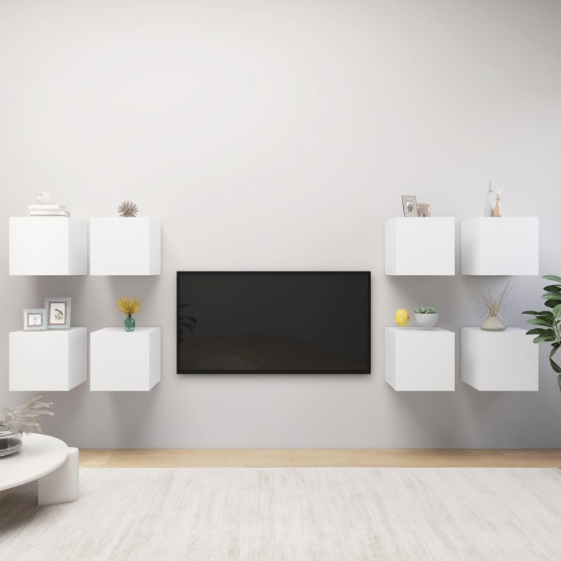 vidaXL Έπιπλα Τηλεόρασης Κρεμαστά 8 Τεμαχίων Λευκό 30,5 x 30 x 30 εκ.