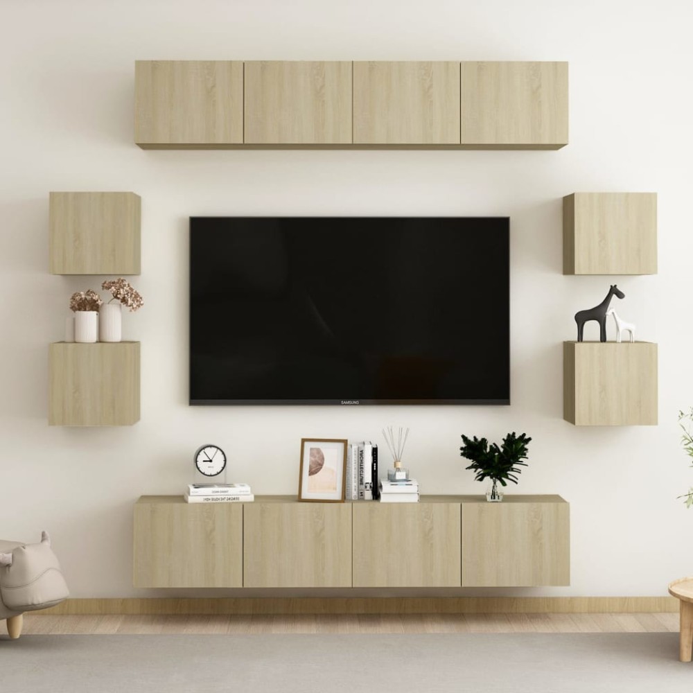 vidaXL Έπιπλα Τηλεόρασης Σετ 8 Τεμαχίων Sonoma Δρυς από Επεξ. Ξύλο