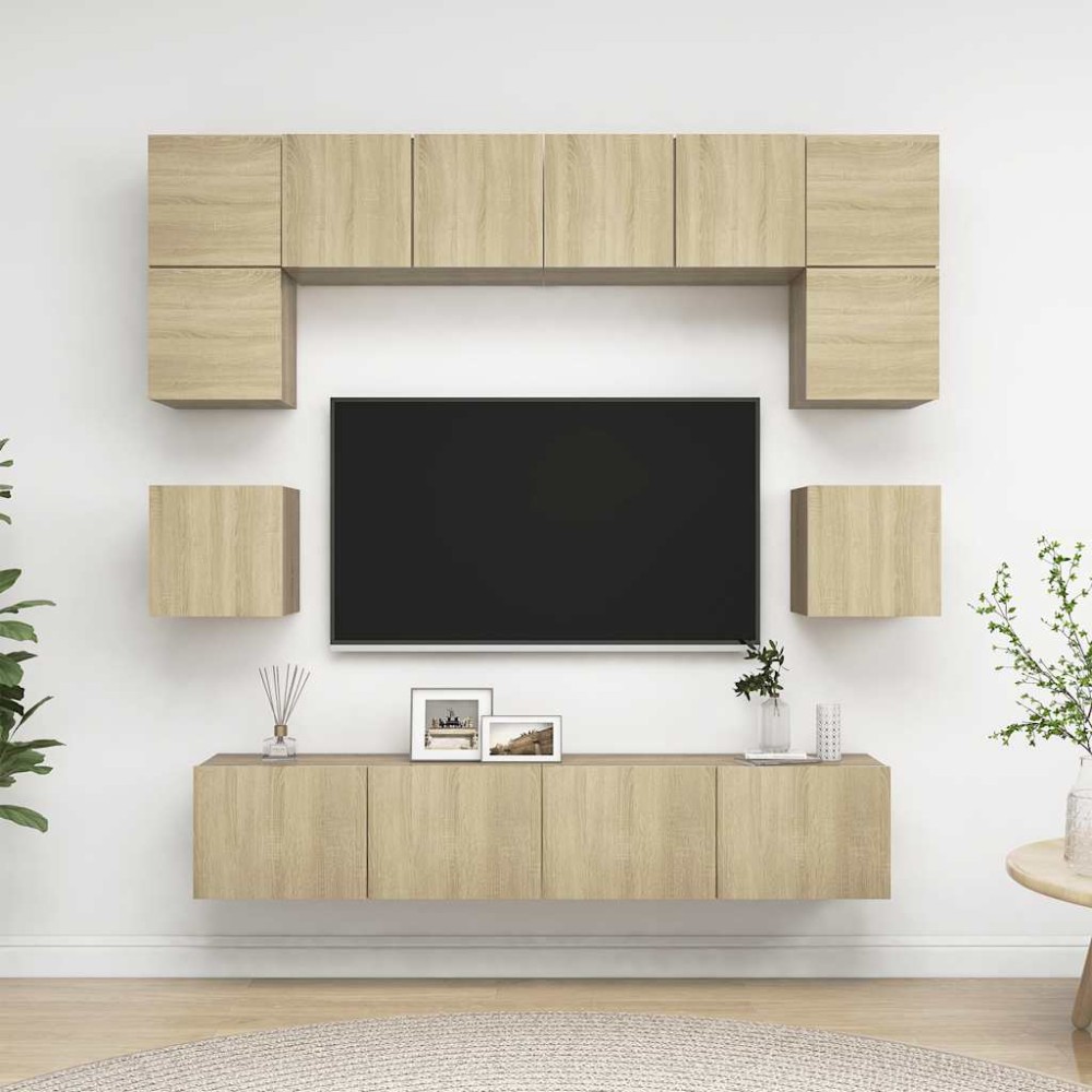 vidaXL Έπιπλα Τηλεόρασης Σετ 8 Τεμαχίων Sonoma Δρυς από Επεξ. Ξύλο