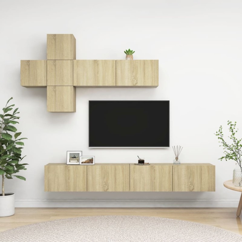 vidaXL Έπιπλα Τηλεόρασης Σετ 7 Τεμαχίων Sonoma Δρυς από Μοριοσανίδα