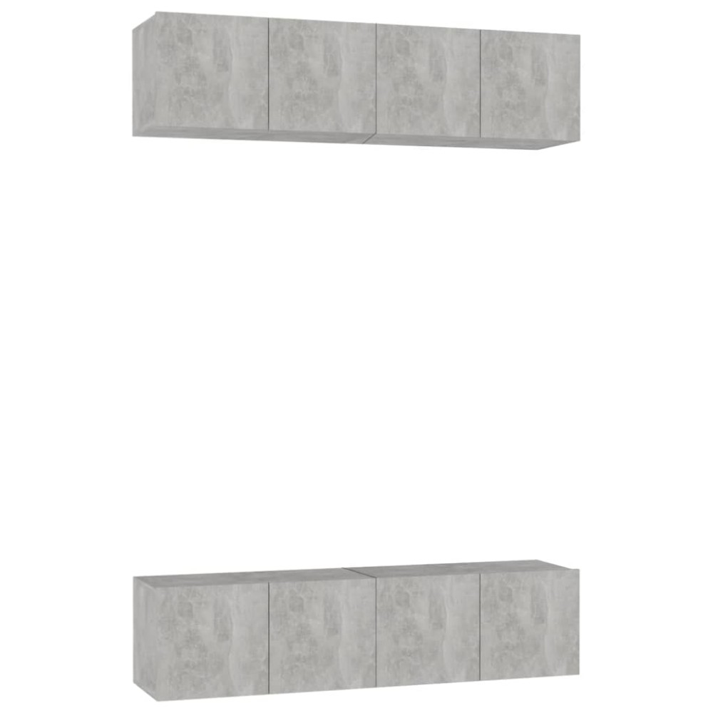 vidaXL Έπιπλα Τηλεόρασης 4 τεμ. Γκρι Σκυρ. 60x30x30εκ. από Επεξ. Ξύλο