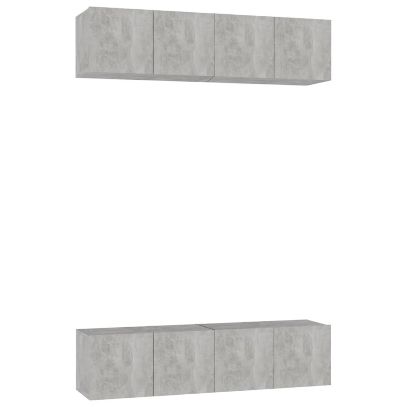 vidaXL Έπιπλα Τηλεόρασης 4 τεμ. Γκρι Σκυρ. 60x30x30εκ. από Επεξ. Ξύλο