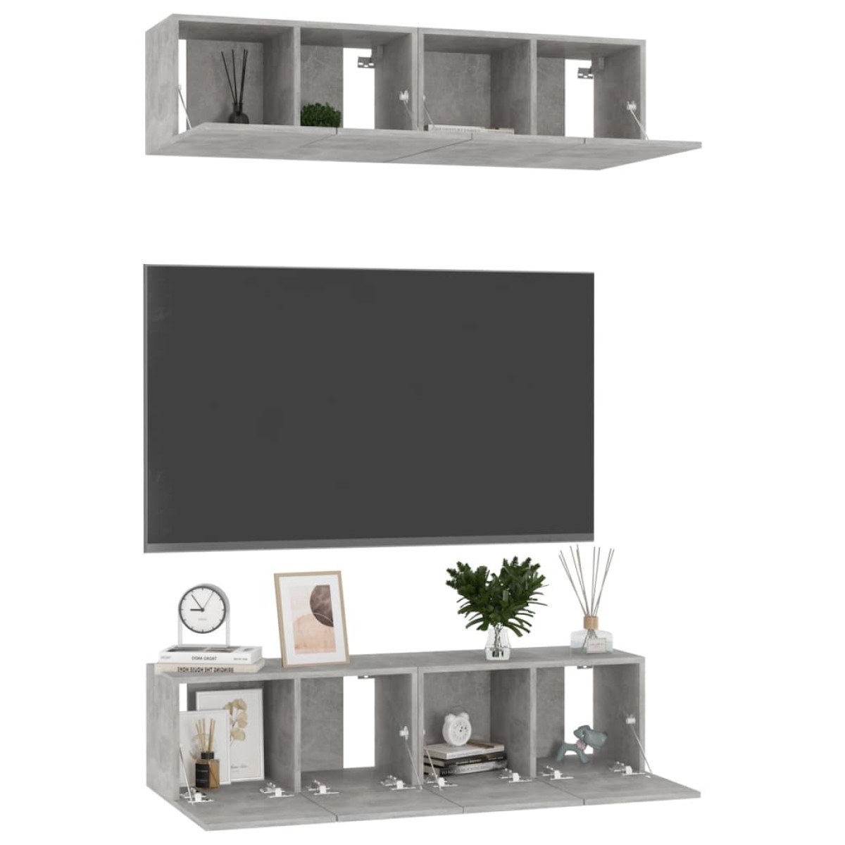 vidaXL Έπιπλα Τηλεόρασης 4 τεμ. Γκρι Σκυρ. 60x30x30εκ. από Μοριοσανίδα