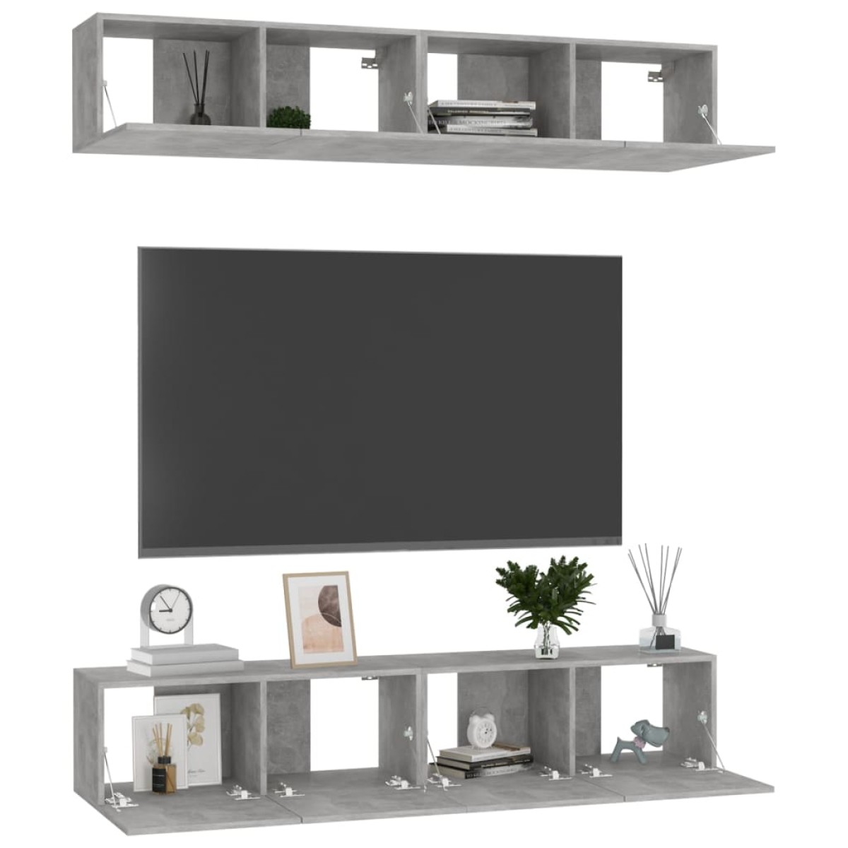 vidaXL Έπιπλα Τηλεόρασης 4 τεμ. Γκρι Σκυρ. 80x30x30εκ. από Μοριοσανίδα