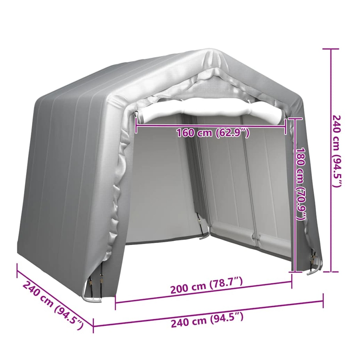 vidaXL Τέντα Αποθήκευσης Γκρι 240 x 240 εκ. από Ατσάλι