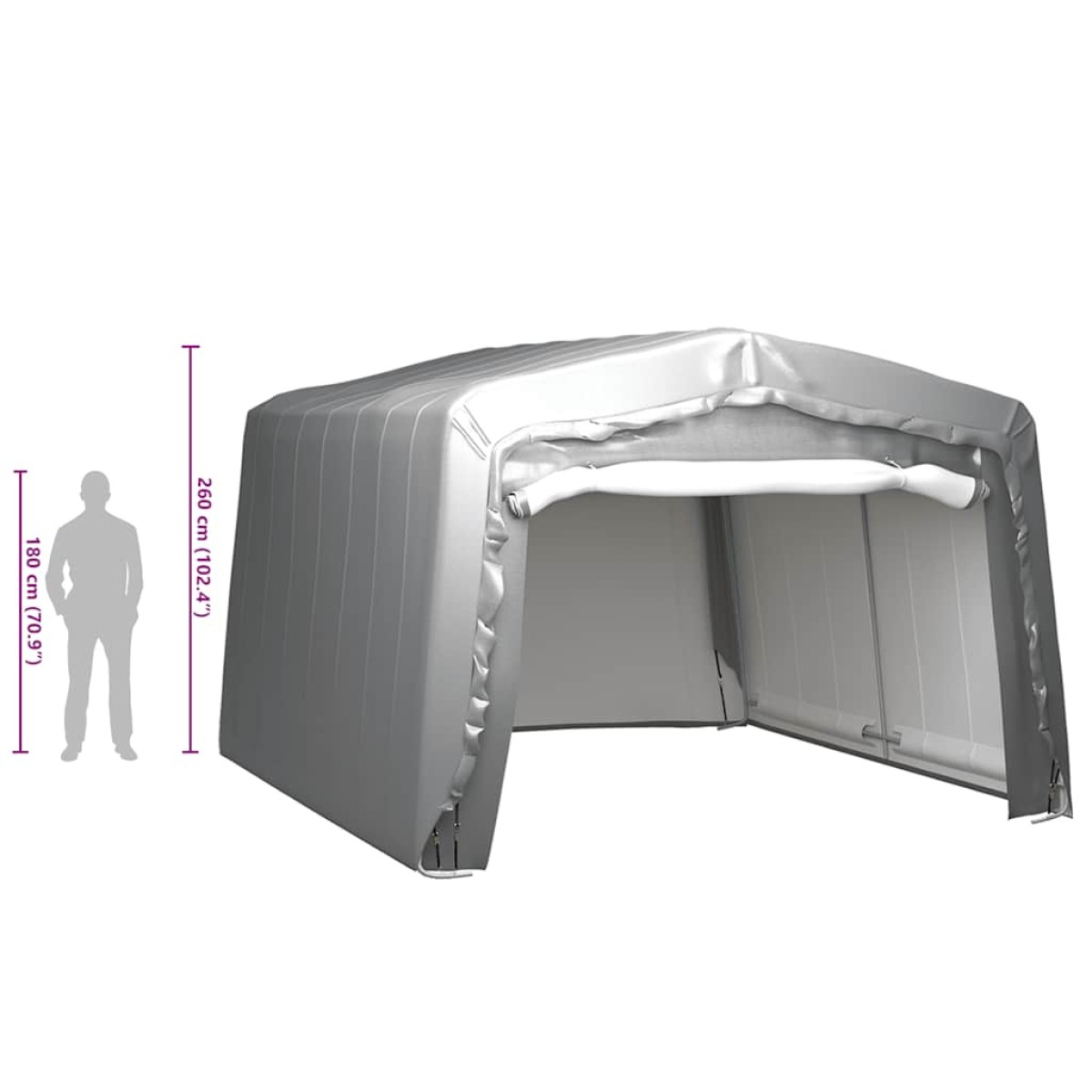 vidaXL Τέντα Αποθήκευσης Γκρι 370 x 370 εκ. Ατσάλινη