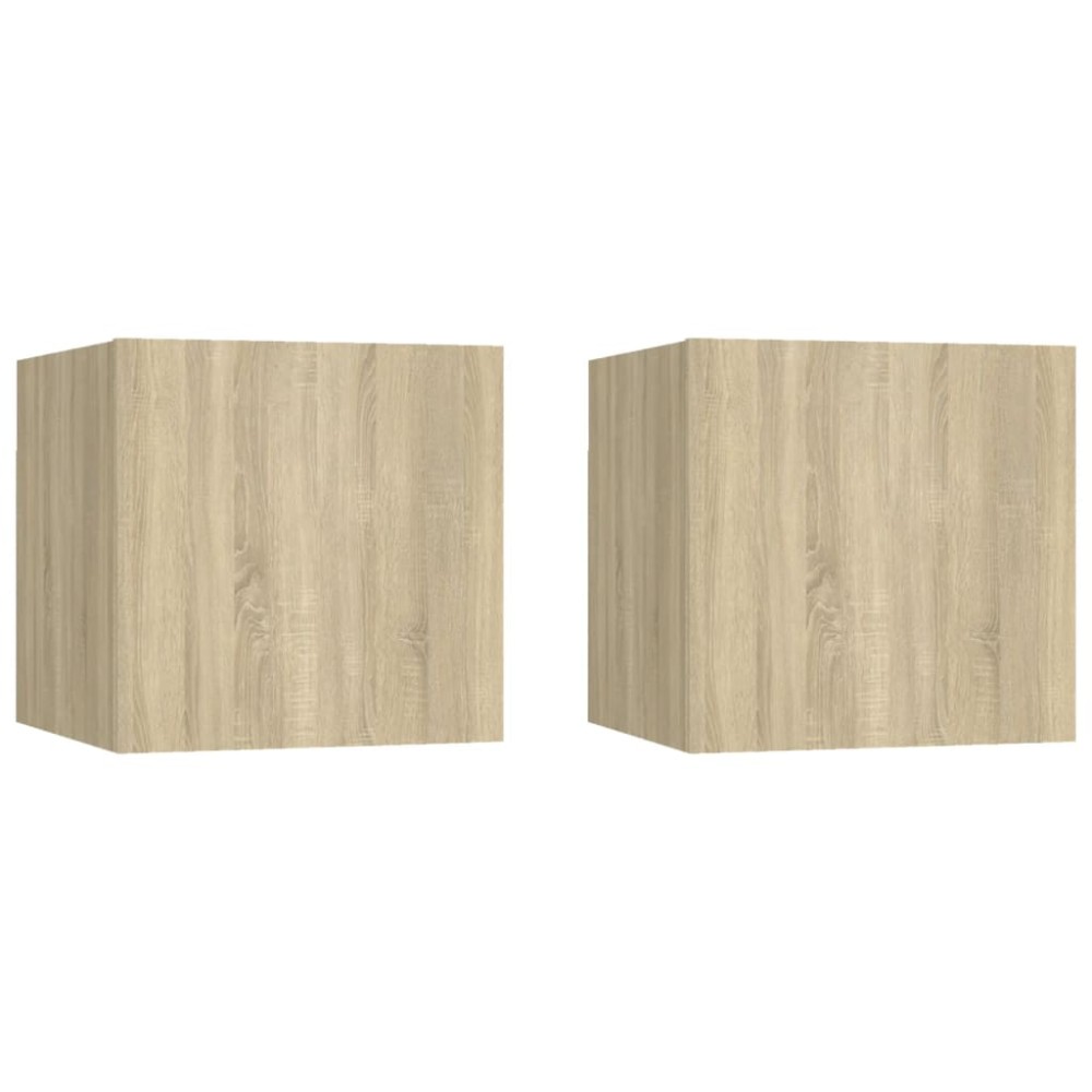 vidaXL Κομοδίνα 2 τεμ. Sonoma Δρυς 30,5 x 30 x 30 εκ. από Επεξ. Ξύλο