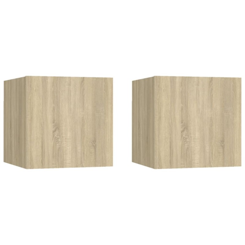 vidaXL Κομοδίνα 2 τεμ. Sonoma Δρυς 30,5 x 30 x 30 εκ. από Επεξ. Ξύλο