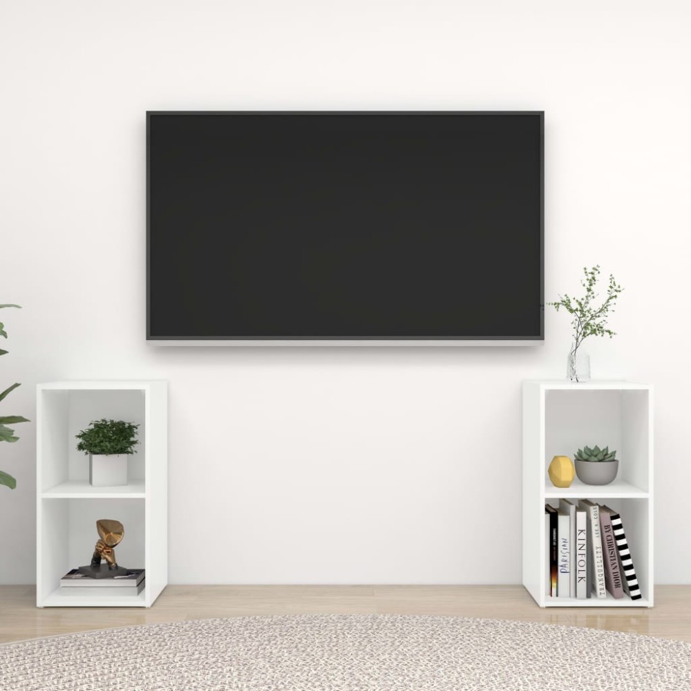 vidaXL Έπιπλα Τηλεόρασης 2 τεμ. Λευκά 72 x 35 x 36,5 εκ. Επεξ. Ξύλο