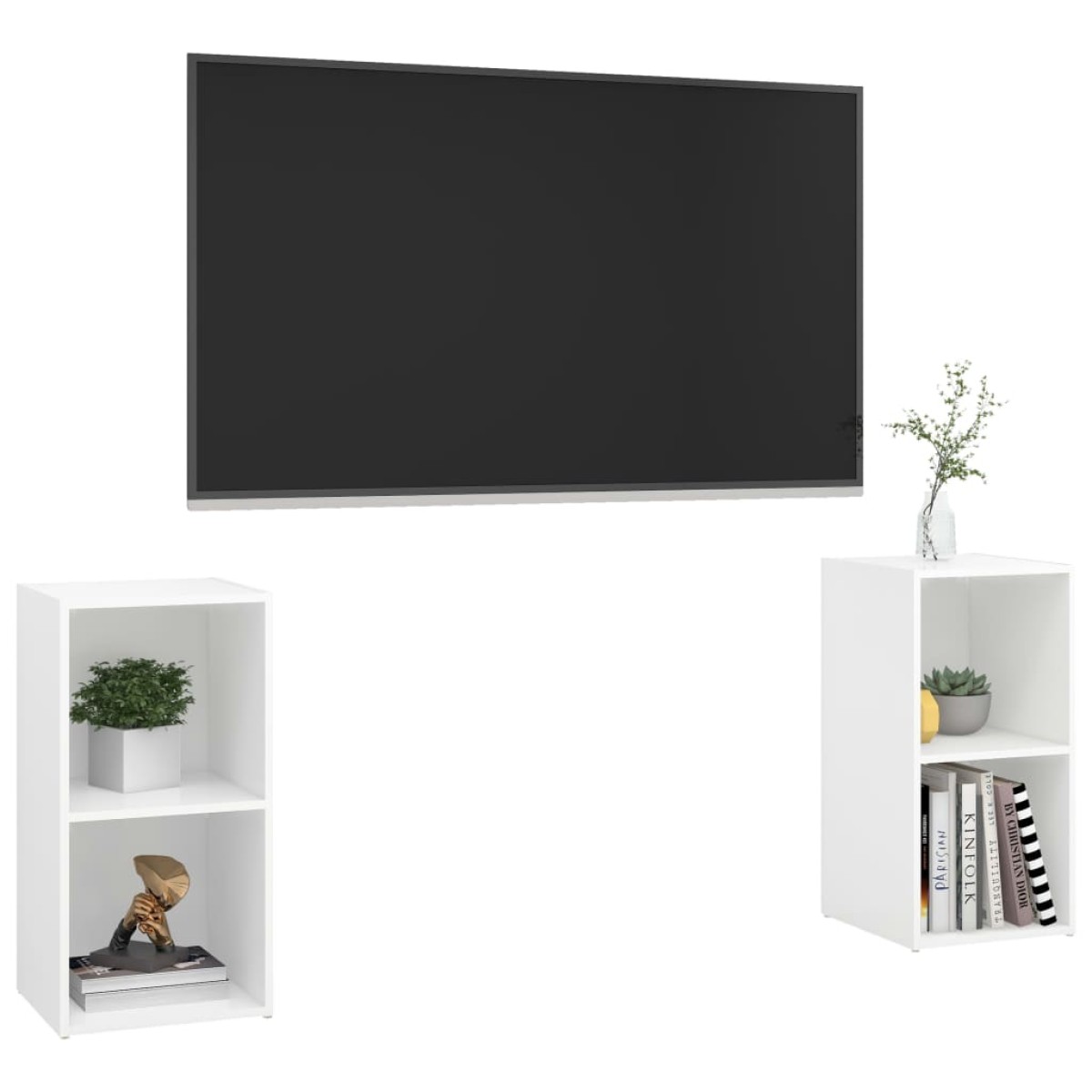 vidaXL Έπιπλα Τηλεόρασης 2 τεμ. Λευκά 72 x 35 x 36,5 εκ. Μοριοσανίδα