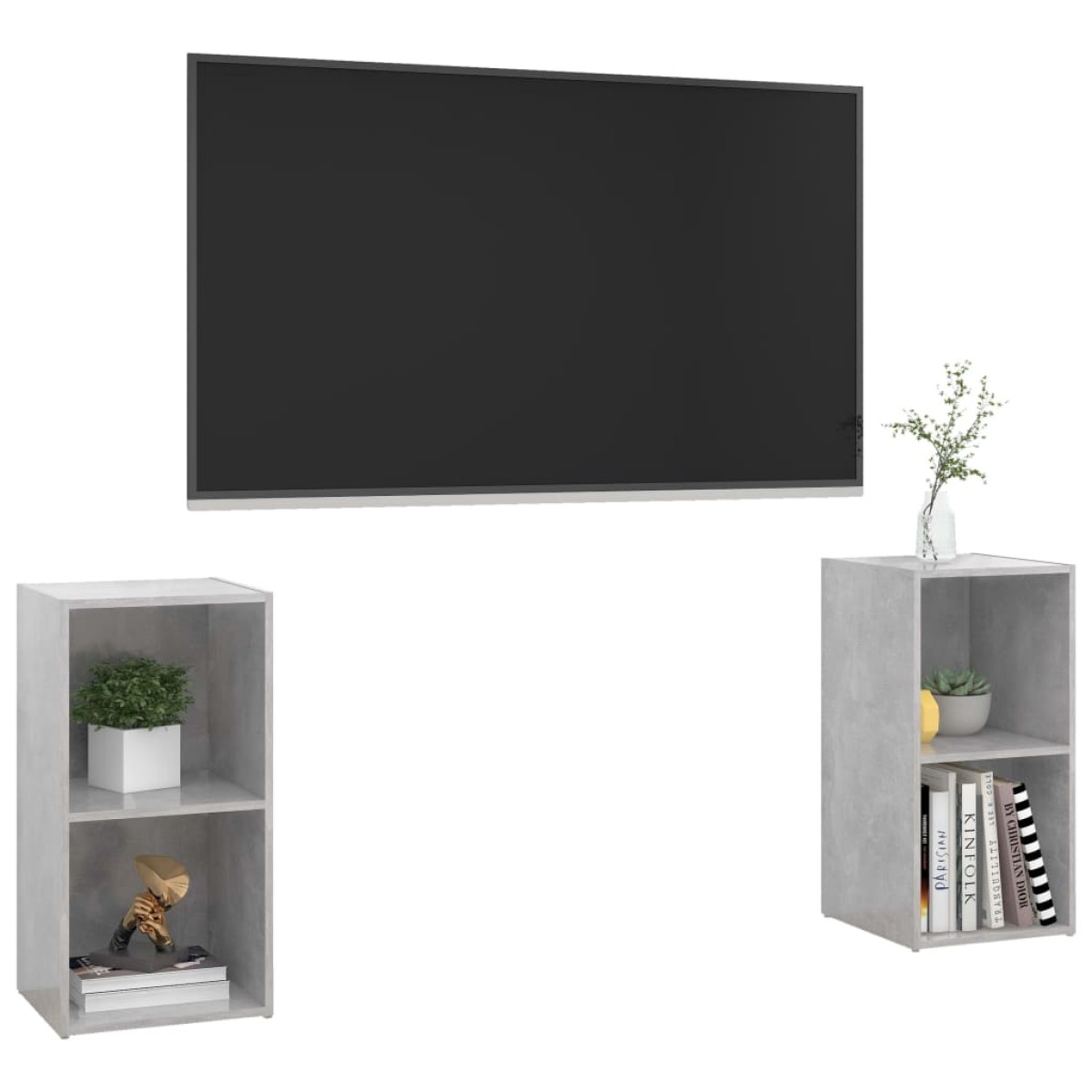 vidaXL Έπιπλα Τηλεόρασης 2 τεμ. Γκρι Σκυρ. 72x35x36,5 εκ. Μοριοσανίδα