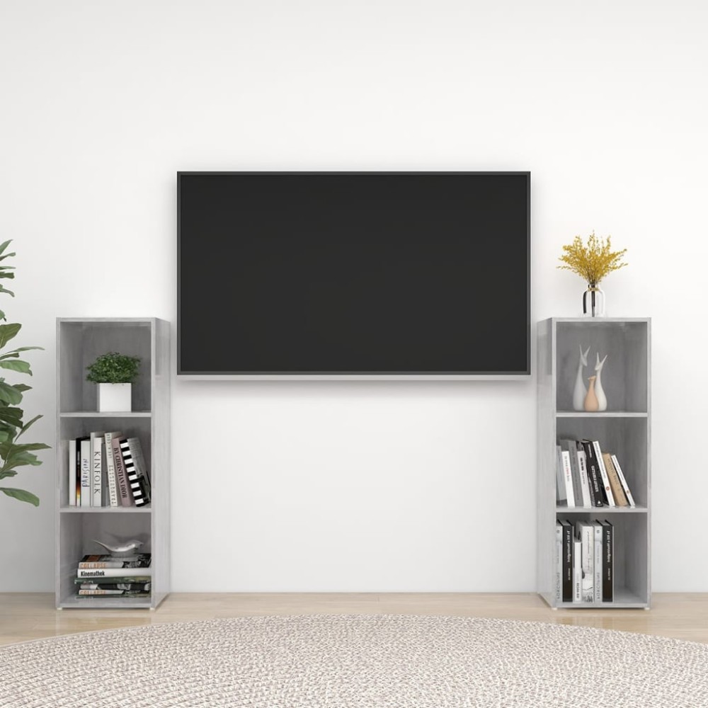 vidaXL Έπιπλα Τηλεόρασης 2 τεμ. Γκρι Σκυρ. 107x35x37 εκ. Μοριοσανίδα