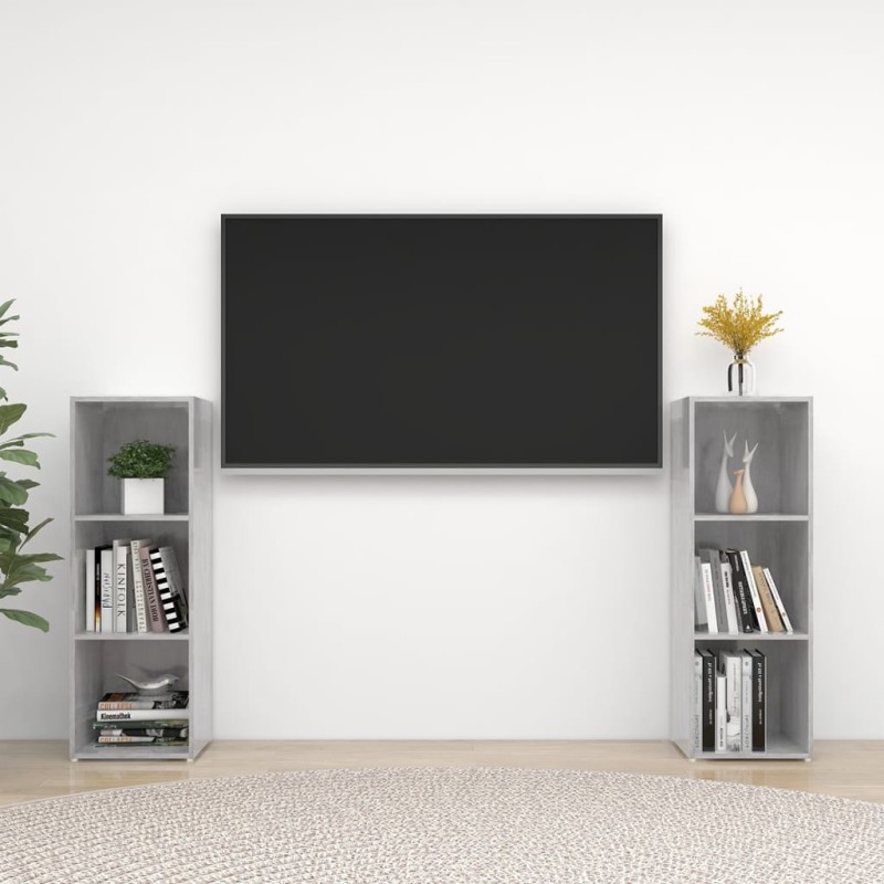 vidaXL Έπιπλα Τηλεόρασης 2 τεμ. Γκρι Σκυρ. 107x35x37 εκ. Μοριοσανίδα
