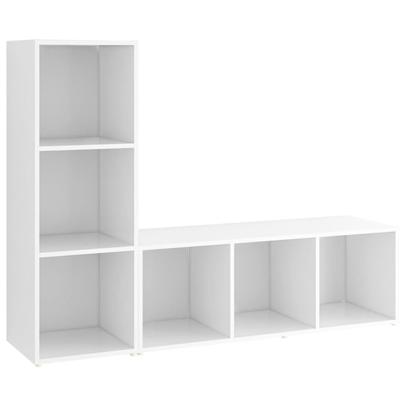 vidaXL Έπιπλα Τηλεόρασης 2 τεμ. Λευκά 107 x 35 x 37 εκ. Μοριοσανίδα