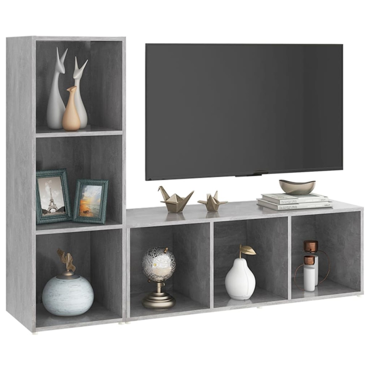 vidaXL Έπιπλα Τηλεόρασης 2 τεμ. Γκρι Σκυρ. 107x35x37 εκ. Μοριοσανίδα