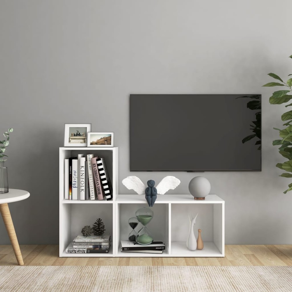vidaXL Έπιπλα Τηλεόρασης 2 τεμ. Λευκά 72 x 35 x 36,5 εκ. Επεξ. Ξύλο