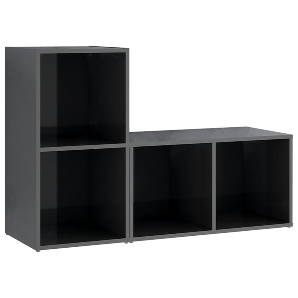 vidaXL Έπιπλα Τηλεόρασης 2 τεμ. Γυαλ. Γκρι 72x35x36,5 εκ. Επεξ. Ξύλο