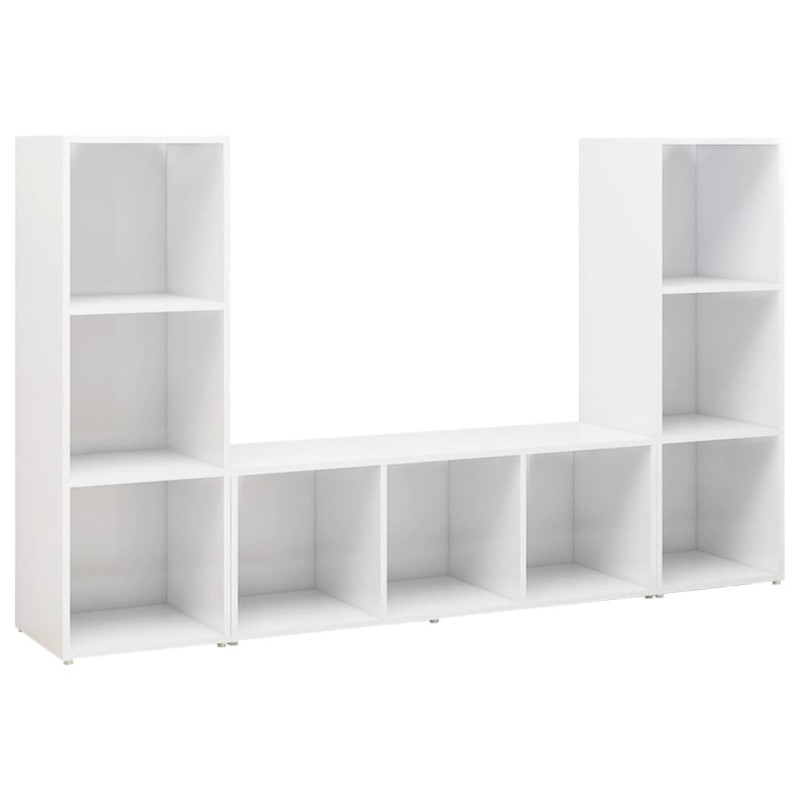 vidaXL Έπιπλα Τηλεόρασης 3 τεμ. Λευκά 107 x 35 x 37 εκ. Μοριοσανίδα