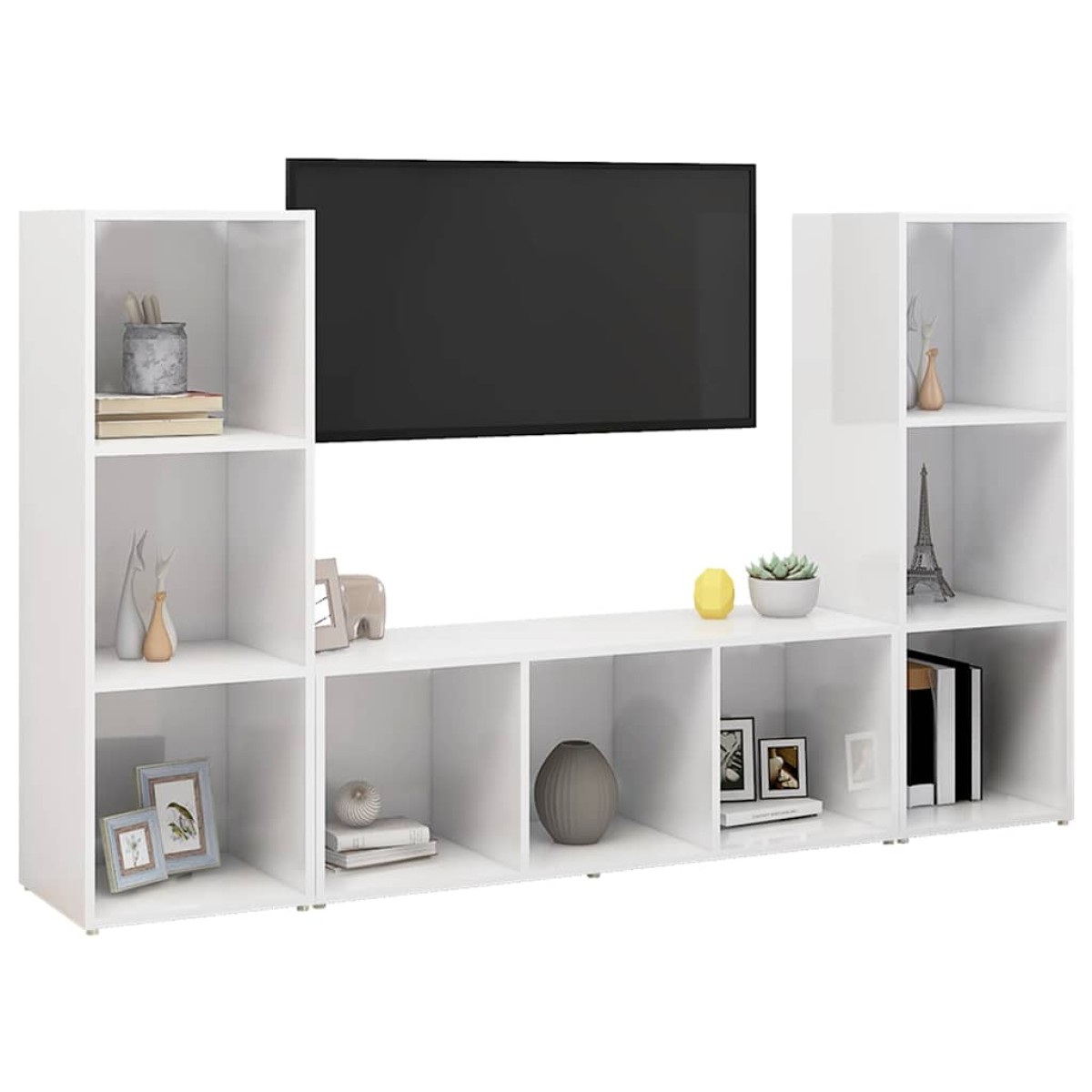 vidaXL Έπιπλα Τηλεόρασης 3 τεμ. Λευκά 107 x 35 x 37 εκ. Μοριοσανίδα
