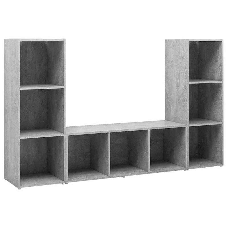 vidaXL Έπιπλα Τηλεόρασης 3 τεμ. Γκρι Σκυρ. 107x35x37 εκ. Μοριοσανίδα